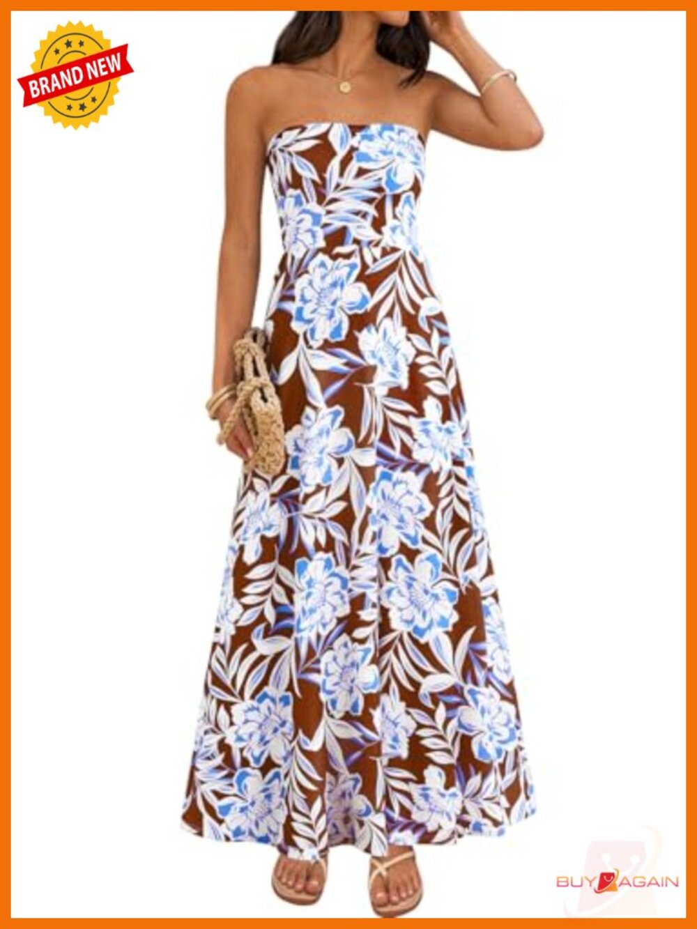 Sleeveless Floral Maxi Dress Strapless Tube Top A-Line Summer Beach Vacation